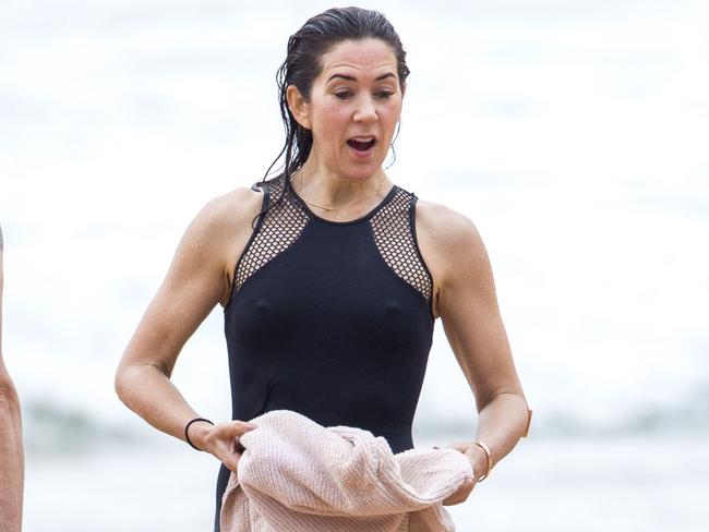 Princess Mary and her royal family hit Sydney’s Palm Beach for a dip before they head to Tasmania for an Aussie Christmas. Picture: Media Mode