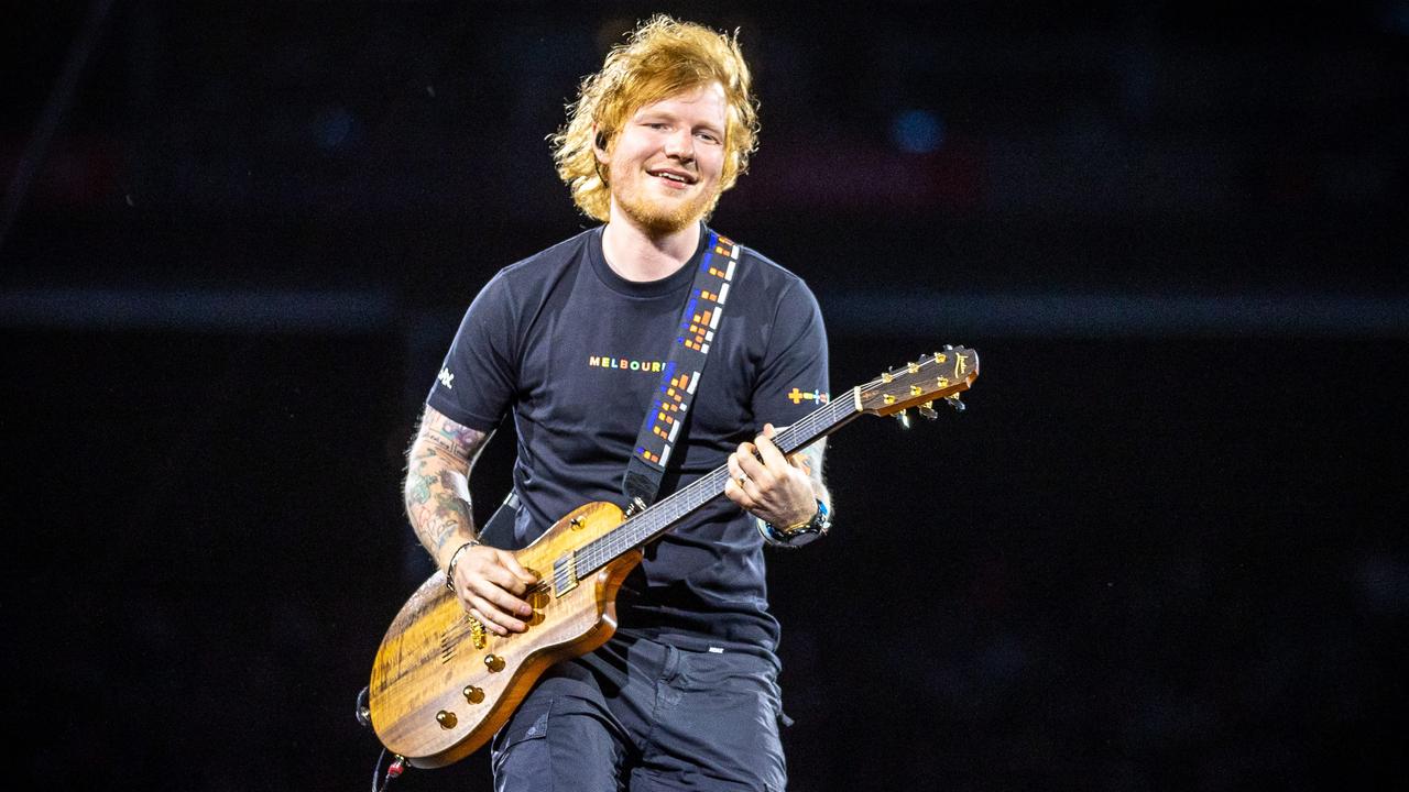 Ed Sheeran playing at the MCG. Picture: Jake Nowakowski