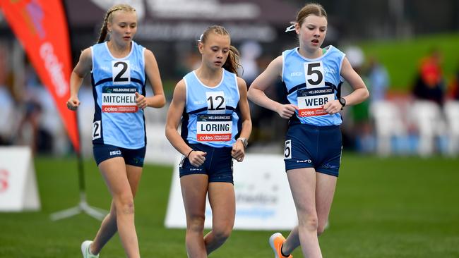 NSW U14 walkers Maisie Mitchell, Jessica Loring and Matilda Webb.