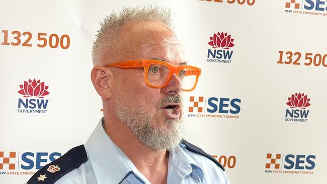 NSW SES Deputy Zone Commander Superintendent Scott McLennan addresses the media on cyclone Alfred's expected impact on northern NSW from an SES base in Goonellabah.