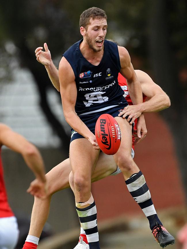 South Adelaide ruckman Michael Knoll is in demand after winning the Fos Williams Medal in the SA v WA state game. Picture: Tom Huntley