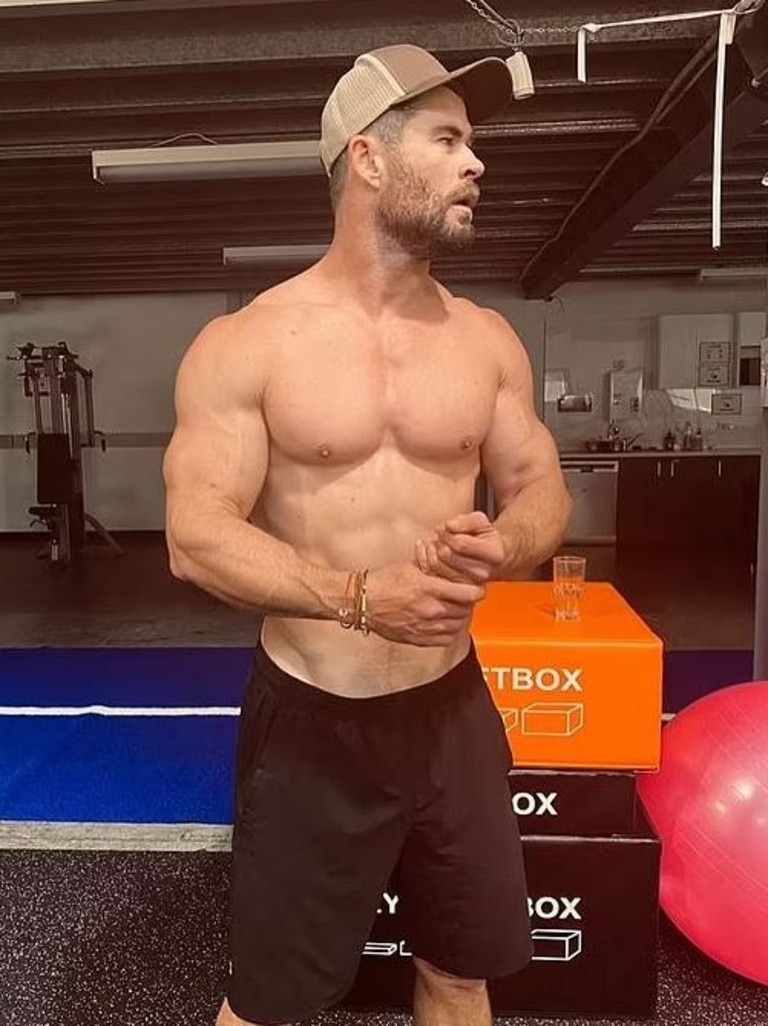 Chris Hemsworth flaunted his ripped physique in a series of new photos on Tuesday. Picture: Instagram