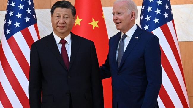 US President Joe Biden (R) and China's President Xi Jinping (L) meet on the sidelines of the G20 Summit in Nusa Dua in November. Picture: AFP.