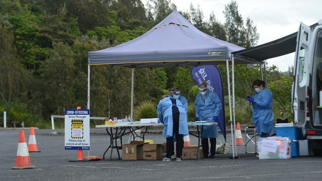 A QML Pathology drive-through Covid-19 testing clinic has been set up at the Cavanbah Centre on Ewingsdale Road, in Byron Bay, after a man staying in the town tested positive to Covid-19. File Picture: Liana Boss