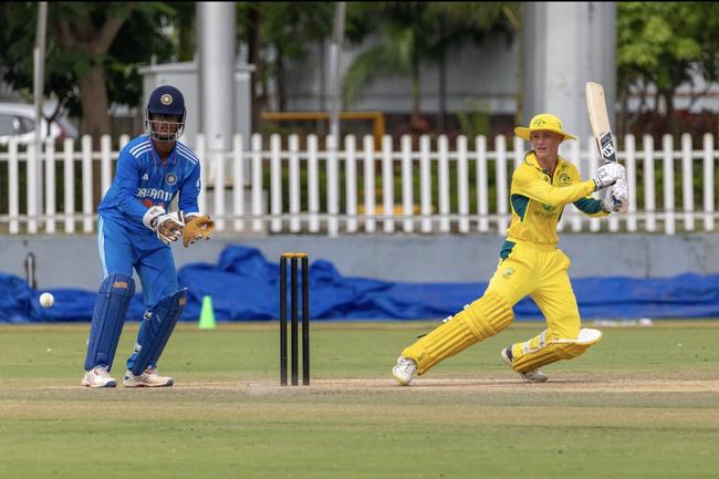 St Patrick's College student and Gators junior Steve Hogan on his way to a century for the Australian under-19s earlier this year.