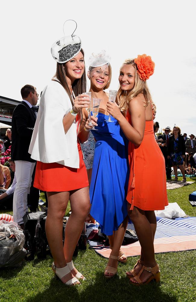 British tourists Kate Faithorn, Lauren Connor and Jennie Rootes. Picture: Jake Nowakowski