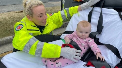 QAS taking their youngest patient, five-month-old Bronte, for a check up.