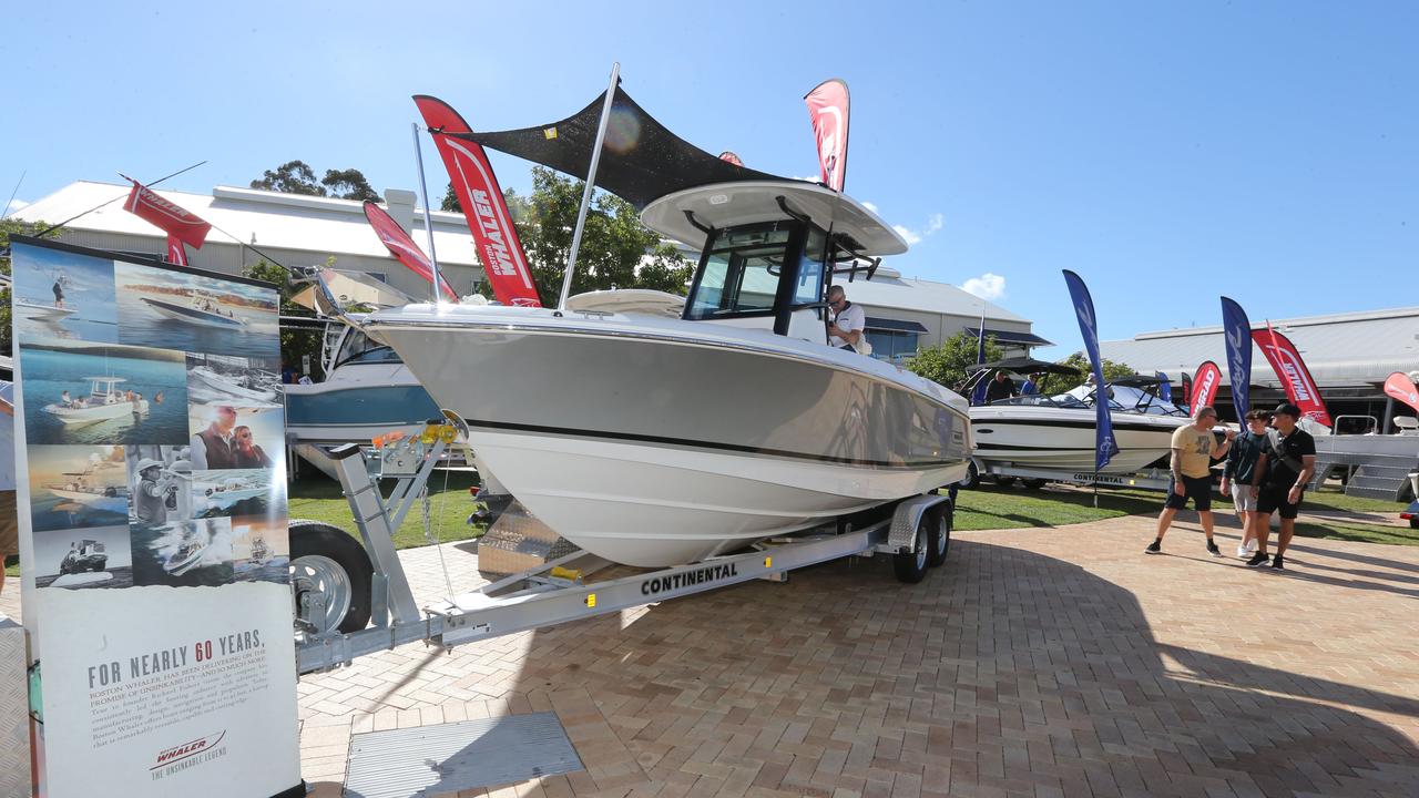 Boats on show at the Sanctuary Cove International Boat Show. Picture: Mike Batterham