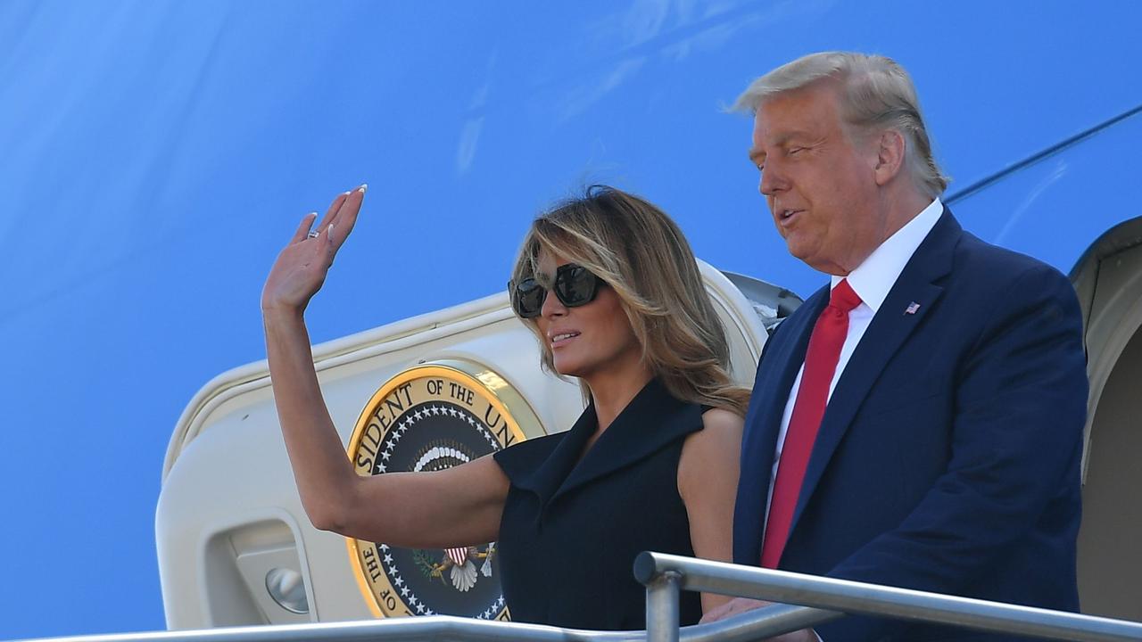 US President Donald Trump and First Lady Melania Trump step off Air Force One at Nashville International Airport. Picture: Mandel Ngan/AFP