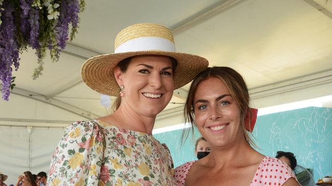 MAGIC MILLIONS 2022: Jessica Rae and Emma Lee at Pacific Fair Magic Millions Polo at Main Beach. Picture: Regina King