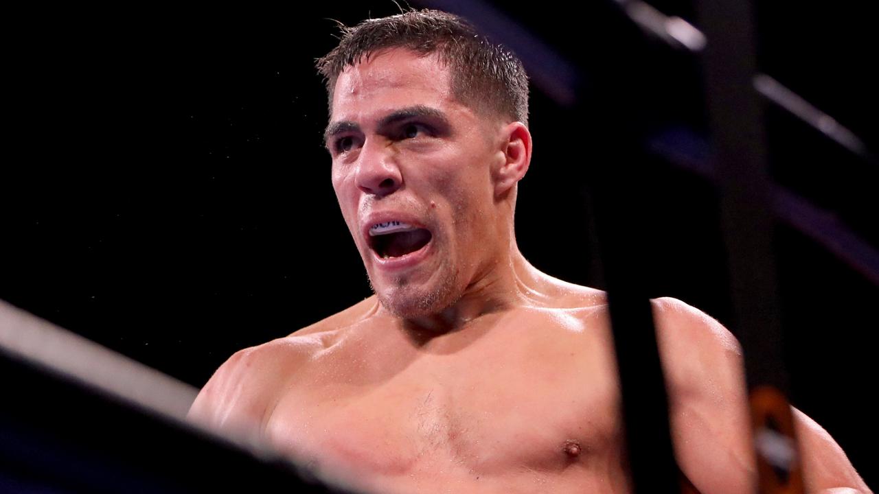 Brian Castano reacts during his Super Welterweight fight against Jermell Charlo. Picture: Getty Images