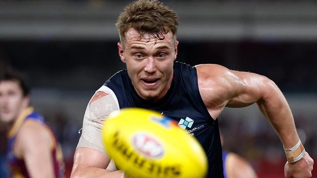 Patrick Cripps fought hard for Carlton at the Gabba. Picture: Michael Willson/AFL Photos via Getty Images