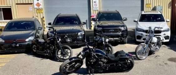 Five vehicles, as well as four Harley Davidson motorcycles and a jet ski, were seized in the raids. Picture: SA Police