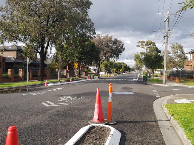 The controversial bike lanes on Kent Rd, Pascoe Vale that residents say were a key contributor to a recent three car collision.