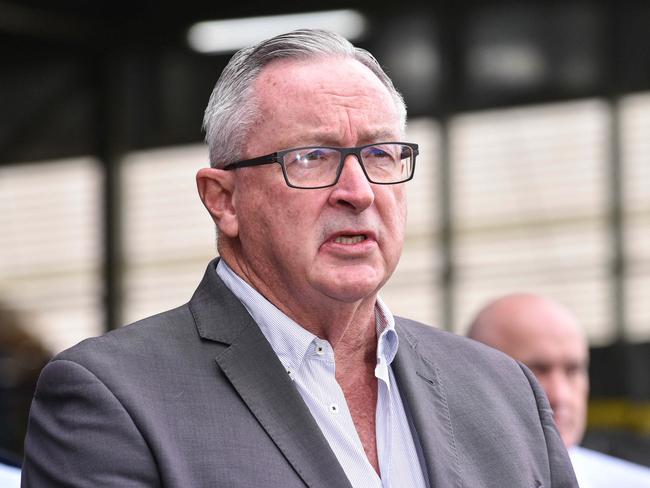 SYDNEY, AUSTRALIA - NewsWire Photos , NOVEMBER 28, 2021:  NSW Health Minister Brad Hazzard, speaks to the Bass Hill Operations Centre.  Picture: NCA NewsWire / Flavio Brancaleone