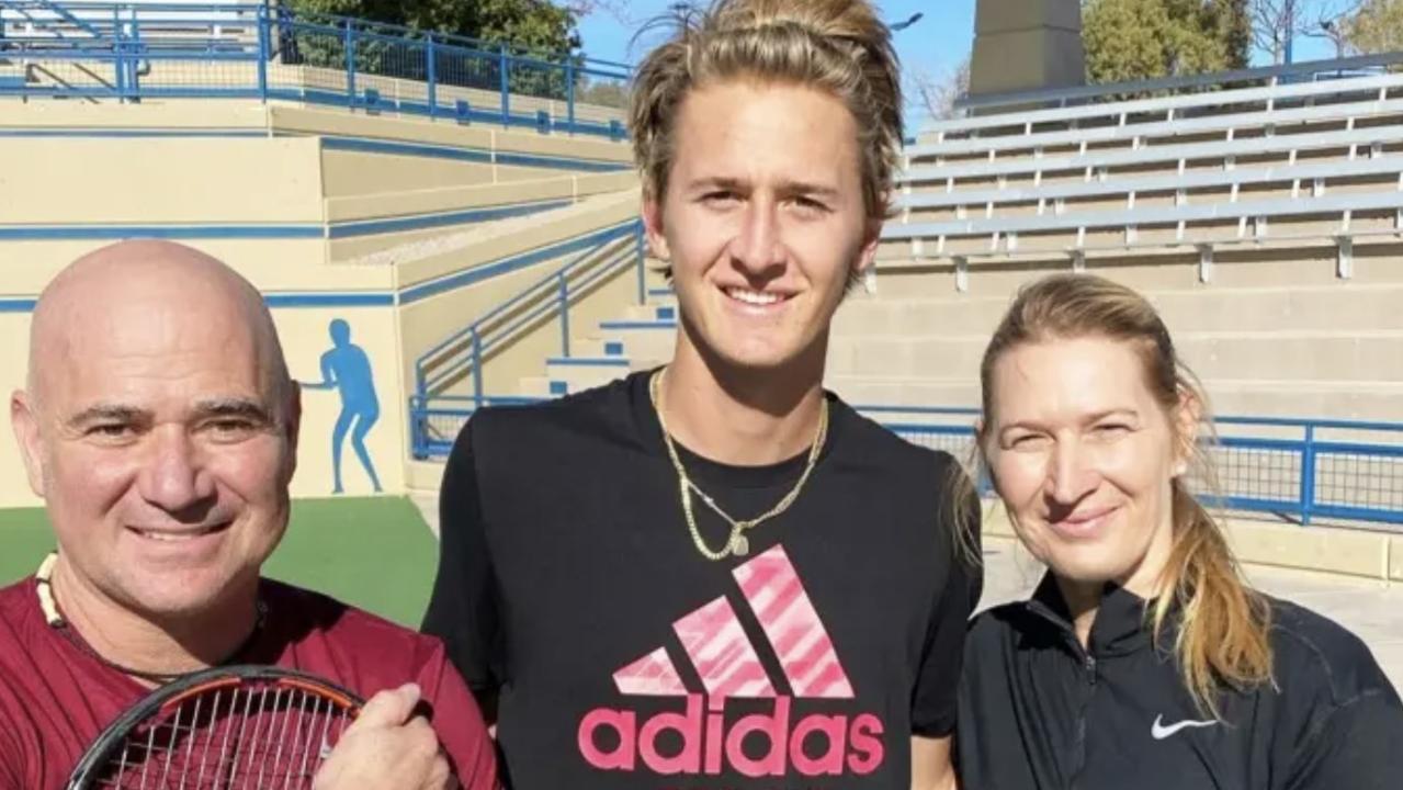 Seb Korda with Andre Agassi and Steffi Graff.