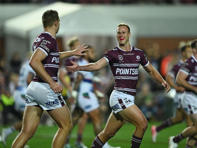 Manly halfback Daly Cherry-Evans kicked a 40/20 early and controlled the game well from there. Picture: NRL Imagery