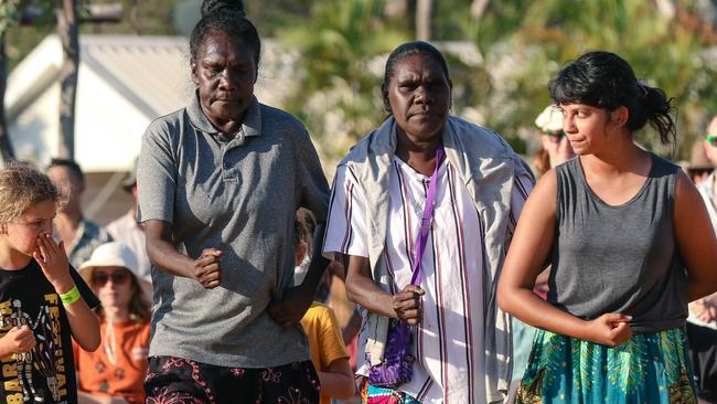 Bungul time with the Groote Eylandt dancers in a weekend of Music, Sport and Culture at the Barunga Festival. Picture Glenn Campbell