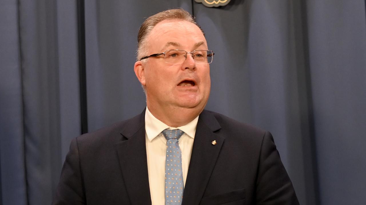 Adam Crouch , the newly elected Whip for the NSW Liberal Party announces that the new leader Mark Speakman will lead the NSW Liberal Party in Opposition. Picture: NCA NewsWire / Jeremy Piper