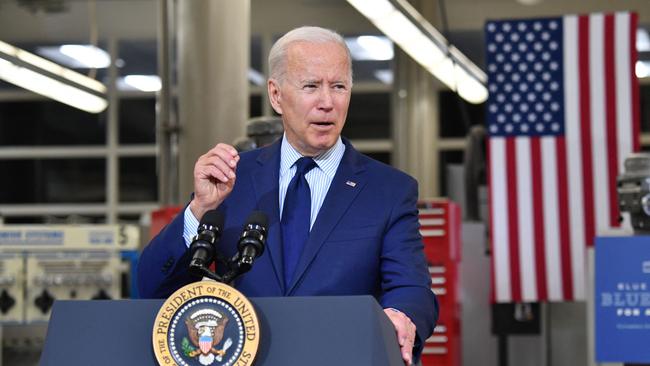 US President Joe Biden speaks on the economy at Cuyahoga Community College Manufacturing Technology Center in Cleveland, Ohio. Picture: AFP