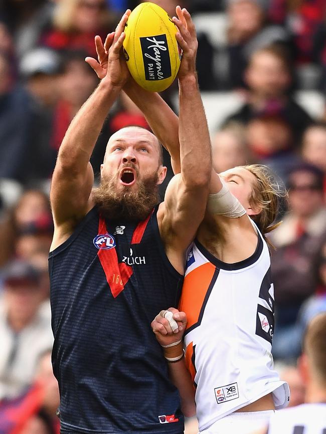 Gawn took a number of towering marks. Picture: Getty Images