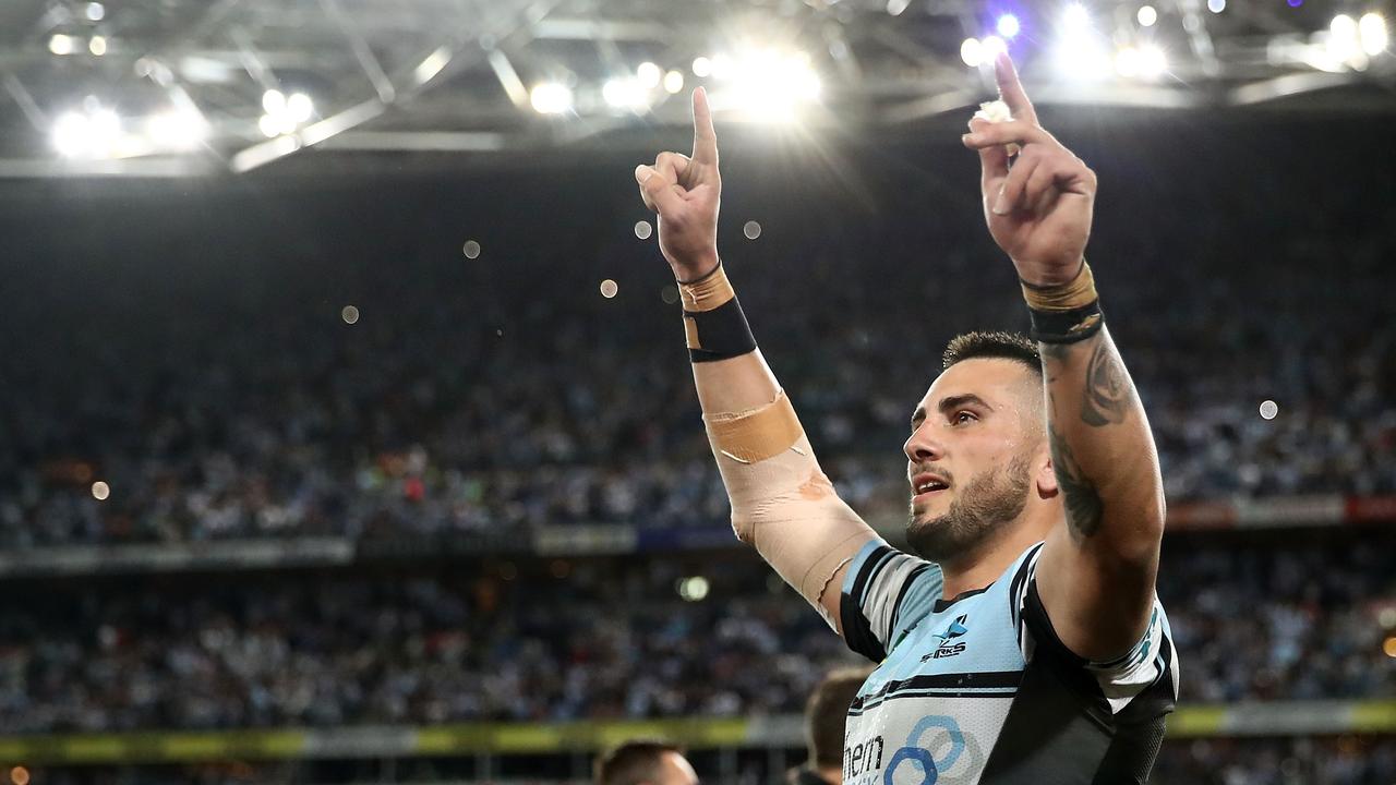 Bird’s last full season at centre – 2016 – delivered an NRL title for Cronulla under Flanagan. Picture: Getty