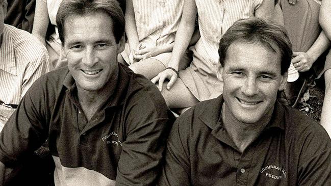 Paul, left, and Chris Dawson at Coombabah High School in 1992.