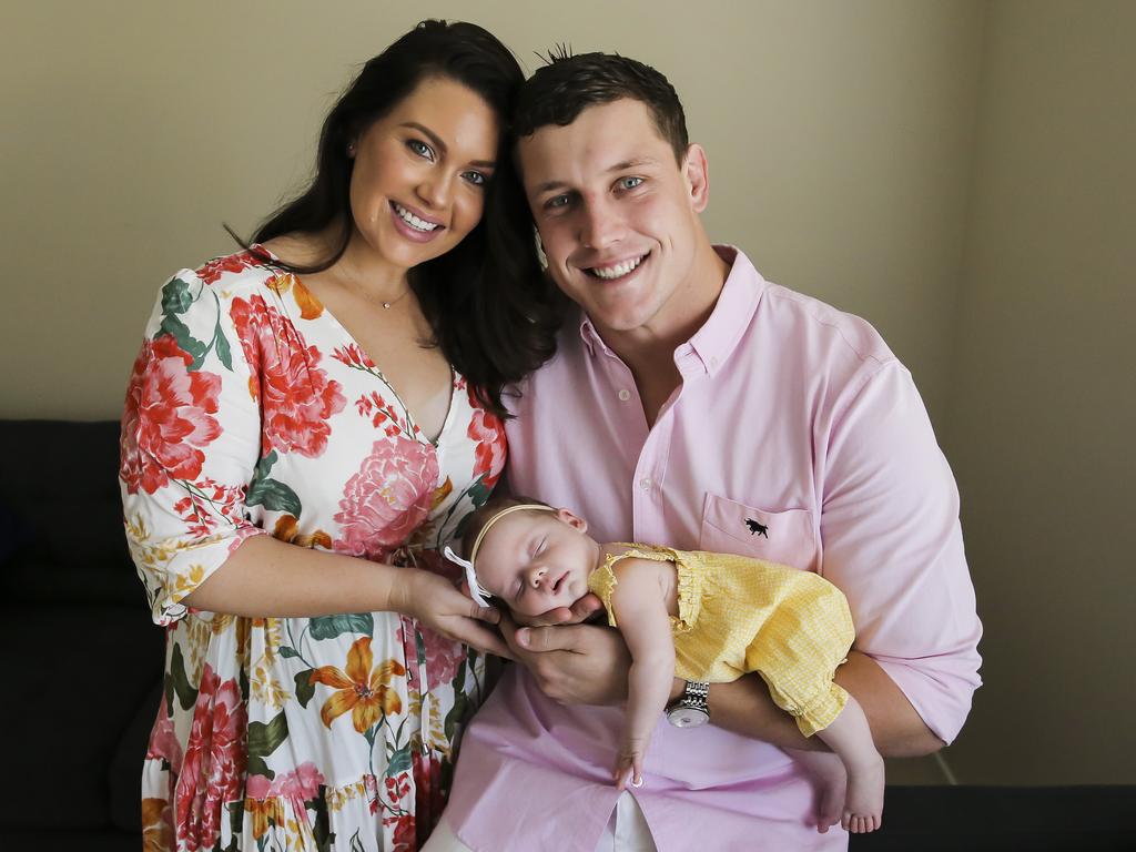 Courtney Thorpe and Jarrod Wallace’s daughter Kennedy Grace was born premature. Picture Mark Cranitch.