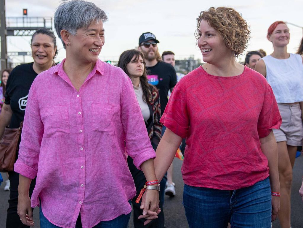 Senator Penny Wong with partner Sophie Allouache. Picture: Facebook/Penny Wong