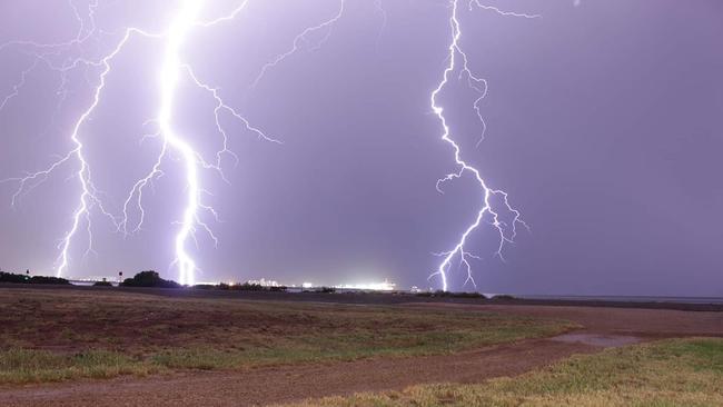 The Bureau of Meteorology said lightning struck in the far southern regions. Picture: Paul White