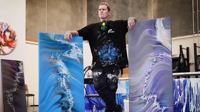 Dayne Beams in his Bayswater art workshop in Melbourne. Picture: AAP Image/Michael Dodge