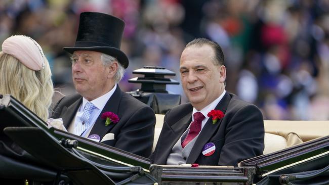 Peter V'landys, right, earns about $1.2m annually as Racing NSW boss. He is seen above before the start of the day’s racing during Royal Ascot 2022 at Ascot Racecourse in England. Picture: Getty Images