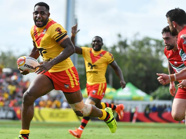 Wellington Albert scores another try in PNG’s big win.