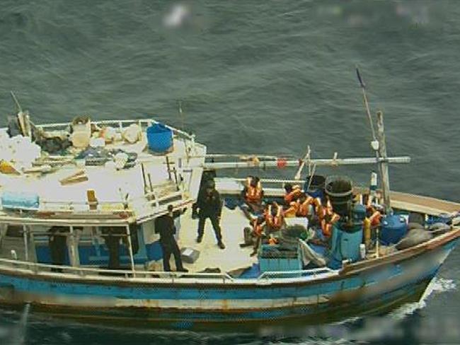 Some of the Sri Lankan asylum-seekers on board the boat.