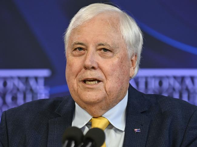 CANBERRA, AUSTRALIA  - NewsWire Photos - March 13, 2025: Clive Palmer, Chairman and party spokesperson for Trumpet of Patriots addresses the National Press Club of Australia in Canberra on "How Trumpet of Patriots will impact the 2025 election". NewsWire / Martin Ollman