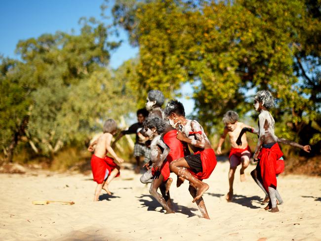 Young children from around Jabiru in Kakadu National Park are taught Bininj Gunborrk (traditional singing and dancing) by indigenous elders in weekly gatherings to keep their culture alive.