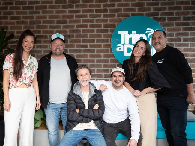 DAILY TELEGRAPH 2nd June 2022Pictured Holly Leong, Norm Black, Ricu Johnston, Carlos Sanchez , Lucy Walgers and Javier Encalada from Trip a deal Byron Bay. Qantas  has bought a majority stake and looking to expand.Picture: Danielle Smith