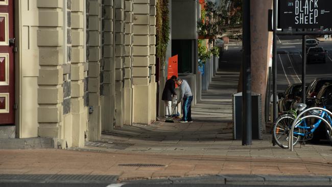 The Corner of Moorabool and Brougham street where there was a stabbing on Monday. Picture: Brad Fleet