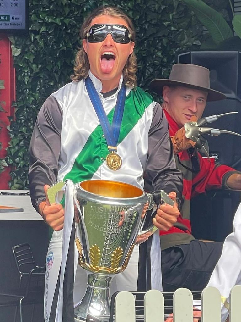 Jack Ginnivan with the premiership cup.