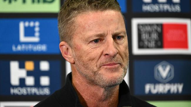 The emotion was all too much for Damien Hardwick. Photo by Quinn Rooney/Getty Images)