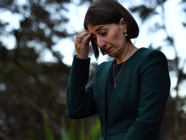 Gladys Berejiklian speaks to reporters at NSW Parliament House. Picture: Getty Images.