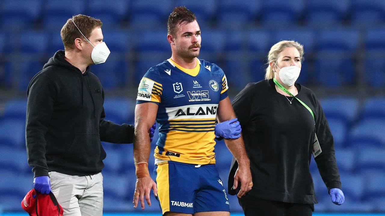 Keegan Hipgrave didn’t feature in the Eels’ finals campaign, having copped a nasty head knock in the twilight of the regular season. Picture: Chris Hyde/Getty Images