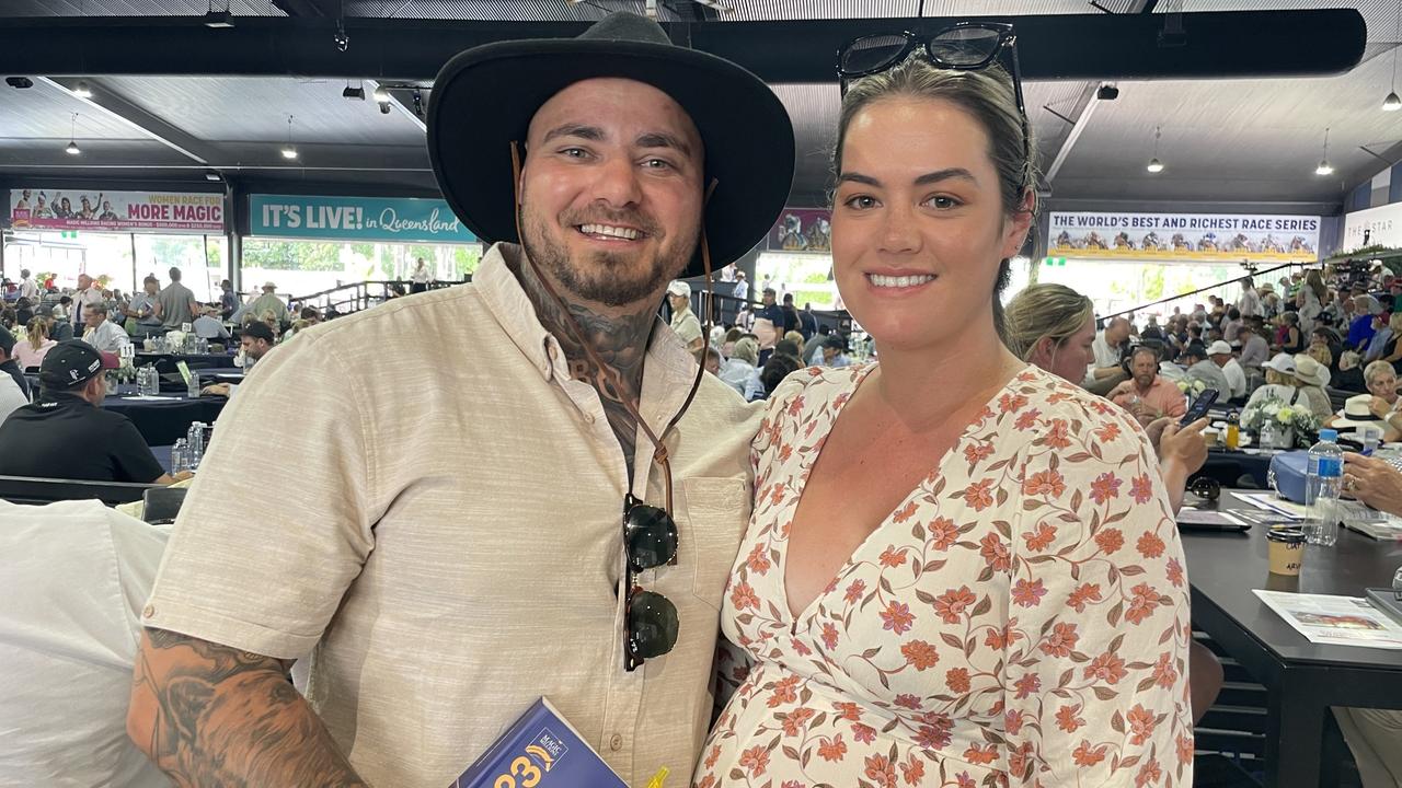 Magic Millions punters Jason Micallef and wife Tahlia, who are looking to buy a horse for the first time at the Gold Coast event. Picture: Sam Stolz