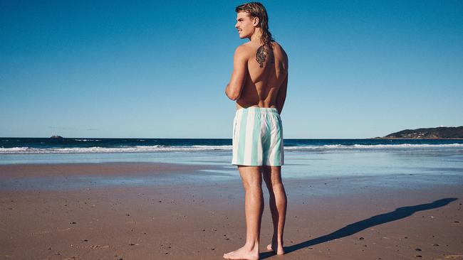 Bailey Smith shows off his tattooed back in a new Cotton On ad campaign. Picture: Supplied