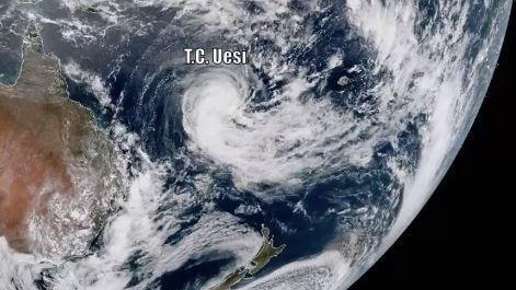 Satellite image of Cyclone Uesi off the Australian east coast.