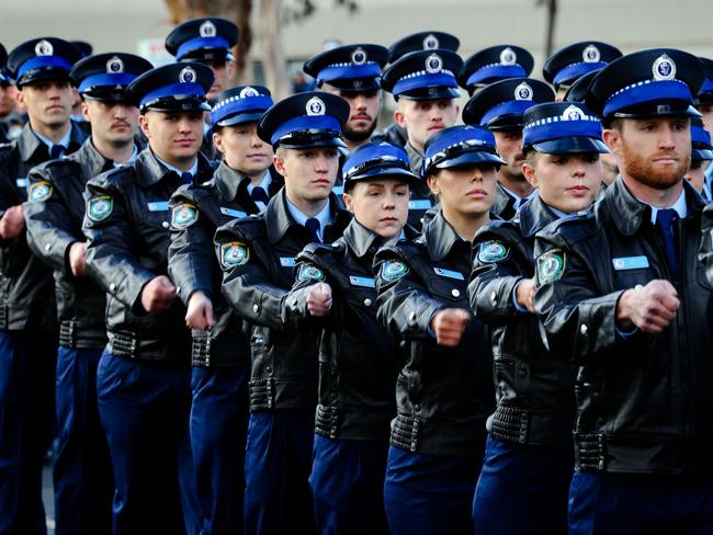 The first class to be fully paid to train attest at Goulburn Police Academy on Friday. Picture: Police Media