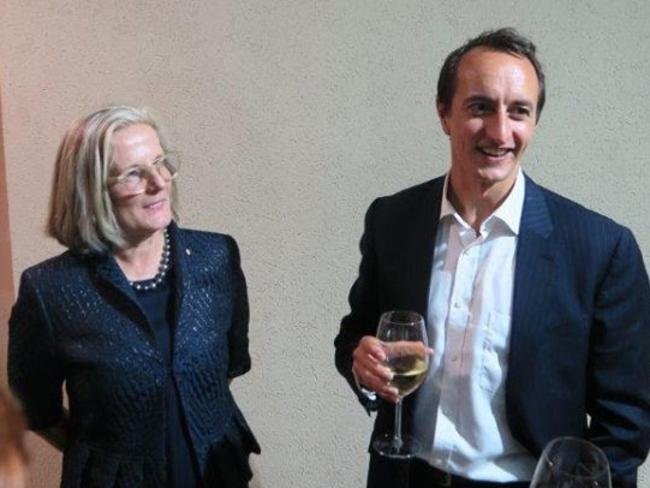 Lucy Turnbull, the wife of  the former PM, with  Dave Sharma. Malcolm Turnbull has reportedly urged Mr Sharma not to pull out of the pre-selection race.