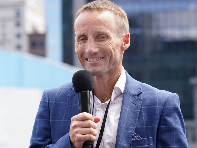 Jockey Damien Oliver looks on at the Melbourne Cup Day Preview Event at Petanque Social on November 06, 2023 in Melbourne, Australia. (Photo by Scott Barbour/Racing Photos via Getty Images)