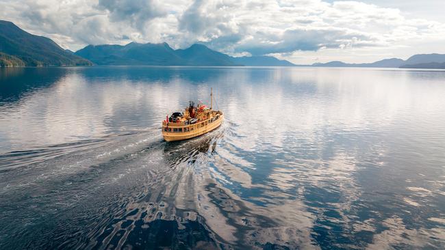 Cruising the fjords of British Columbia on former World War II supply ship, Pacific Yellowfin.