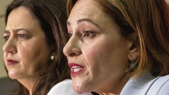 Queensland Premier Annastacia Palaszczuk, left, and former treasurer Jackie Trad. Picture: Glenn Hunt